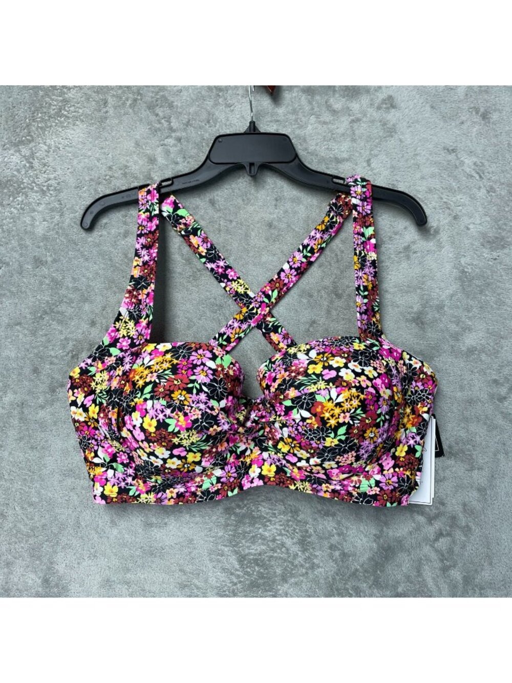 Salt & Cove Women's  Plus 20/22   Floral Crisscross Back Bikini Top e1392